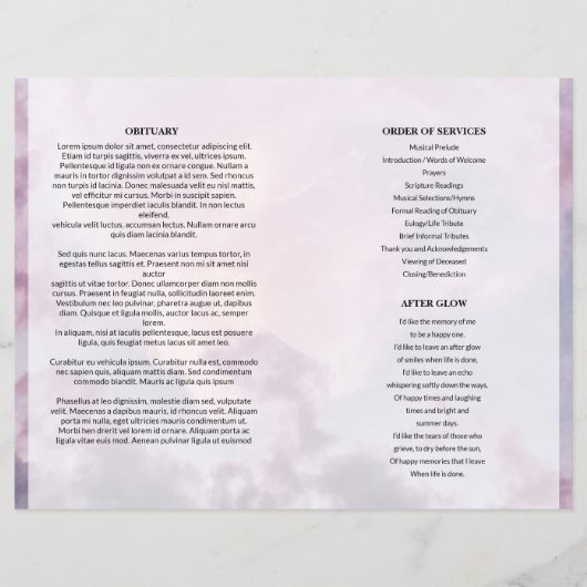 Sky Funeral Program template (Achterkant)