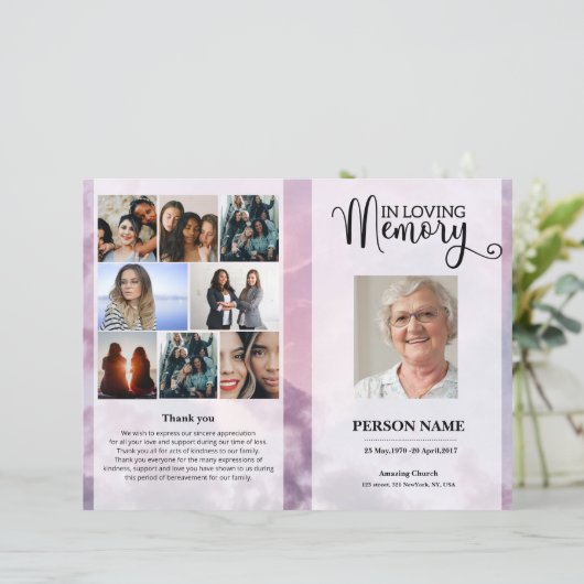 Sky Funeral Program template (Staand voorkant)