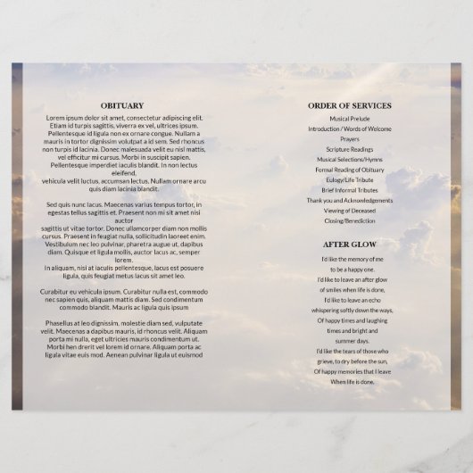 Sky Funeral Program template (Achterkant)