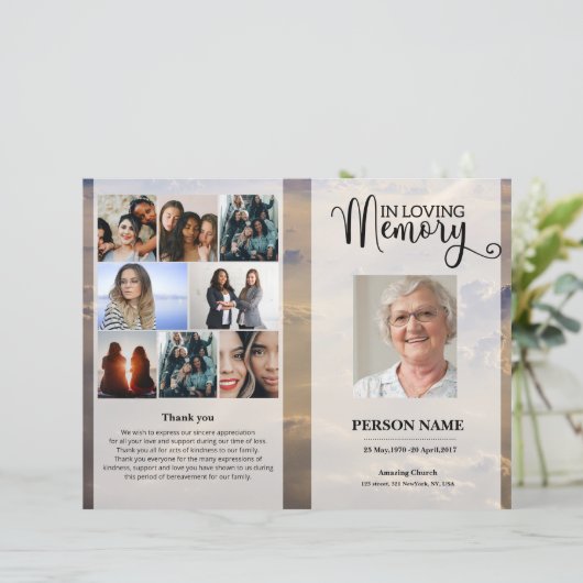 Sky Funeral Program template (Staand voorkant)