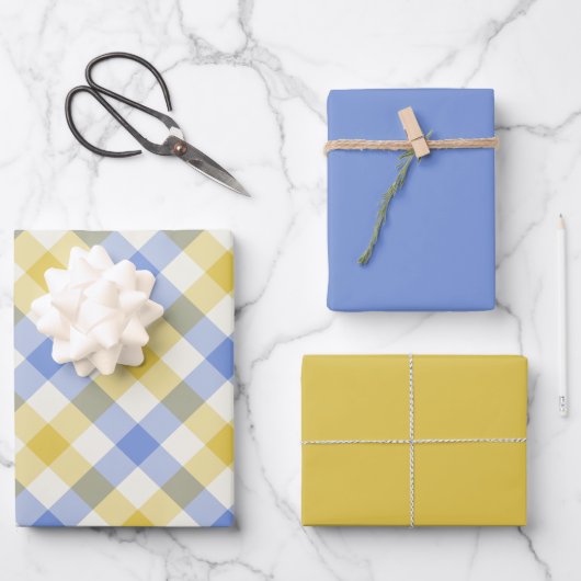 Sky Gingham Inpakpapier Vel (Voorkant)