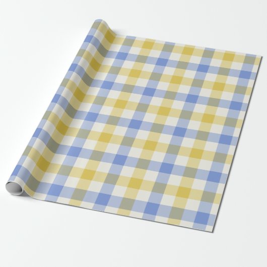 Sky Gingham - Wrapping Paper Cadeaupapier (Uitgerold)