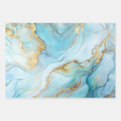 Sky & Gold Marble Luxe Aesthetics Inpakpapier Vel (Voorkant 2)