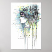 Sky Gypsy Bohemian Woman Contemmodern Art Poster (Voorkant)
