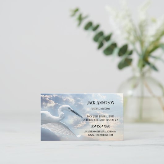 Sky Heron Funeral Director Visitekaartje (Staand voorkant)