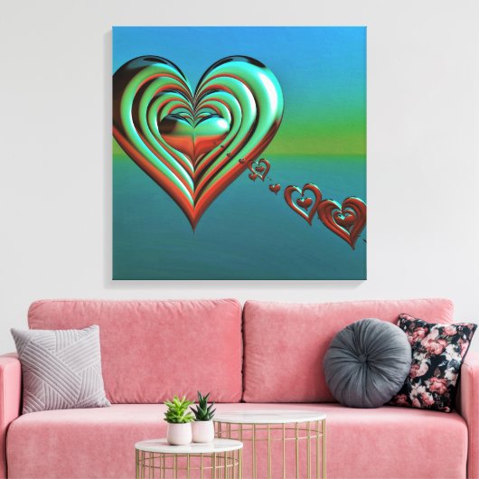 Sky High Hearts Canvas Afdruk (Insitu (Woonkamer))