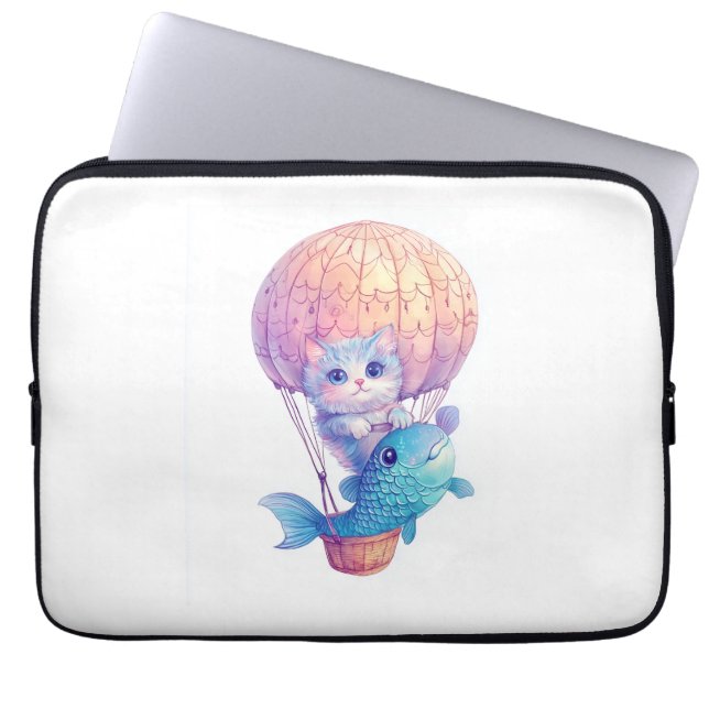Sky High Kat - Schattige grillig kattenavontuur Laptop Sleeve (Voorkant)