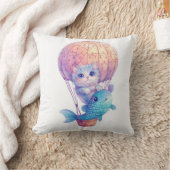 Sky High Kitty � Lieve Whimsicale Kat Avontuur Kussen (Deken)