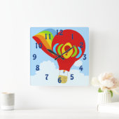 Sky High Rainbow Red Ballon Cartoon Art Vierkante Klok (Huis)