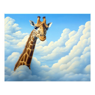 Sky-High Safari: een surrealistisch Giraffe avontu Foto Afdruk