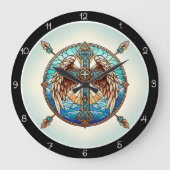 Sky Hues Winged Cross Grote Klok (Voorkant)