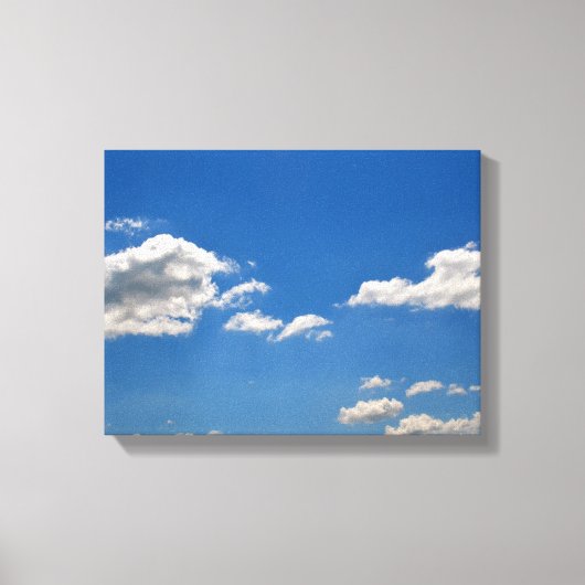 Sky is blauw en witte wolken gaan langs canvas afdruk (Voorkant)