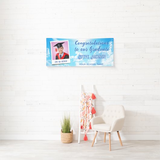 Sky is de limiet van de afstudeerfeest van Congrat Spandoek (Insitu)