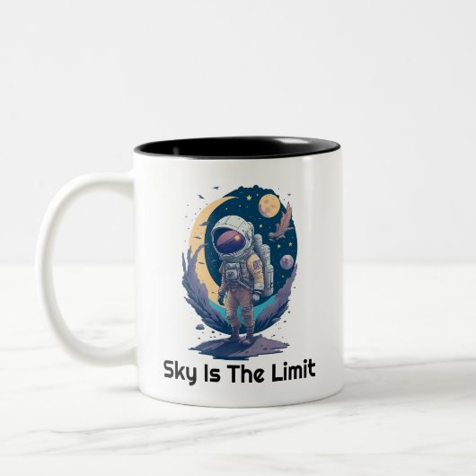 Sky is de Limit, Astronaut Mok, Cadeauidee Tweekleurige Koffiemok (Links)