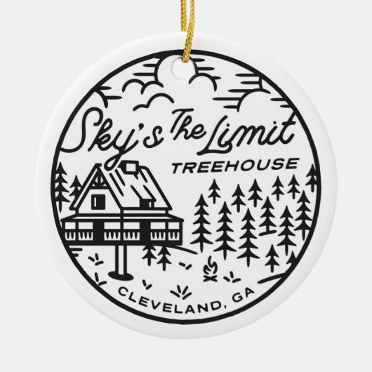 Sky is de Limit Treehouse Kerstornament Keramisch Ornament (Voorkant)
