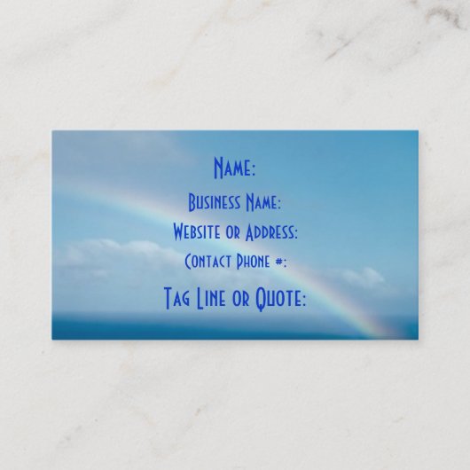 Sky is het Limit Visitekaartje (Voorkant)