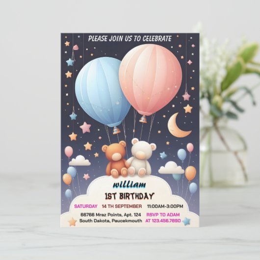 sky joint beer Hete Luchtballon Twins 1e Verjaarda Kaart (Staand voorkant)