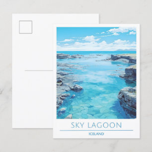 Sky Lagoon IJsland Vintage Travel Briefkaart