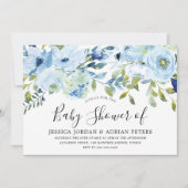 Sky Light blue Waterverf Flowers boy Baby shower Kaart (Voorkant)