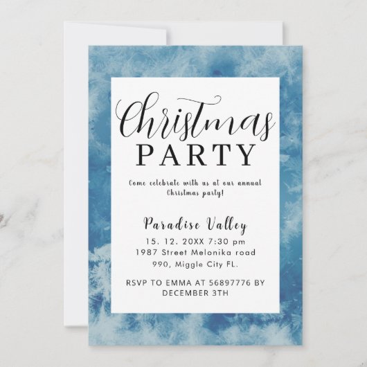 Sky Modern Stoffig Blauw Sneeuwvlokje Kaart (Voorkant)