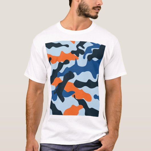 Sky Navy Blue Sinaasappel Racing Camouflage Patroo T-shirt (Voorkant)