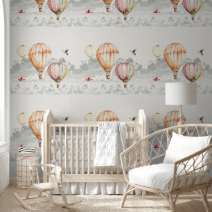 Sky of Clouds Hete Lucht Ballons Vogels Behang