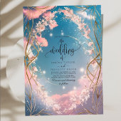 Sky Of Love  Rosy Florals Wedding Kaart