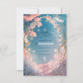 Sky Of Love  Rosy Florals Wedding RSVP Kaartje (Voorkant)