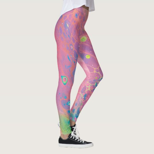 Sky on Venus Coral Pink Galaxy Acrylpour Leggings (Rechts)