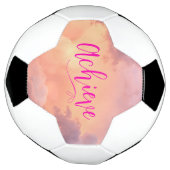 Sky Photo Roze Paarse Bereik Modern Script Quote Voetbal (Gedraaid)