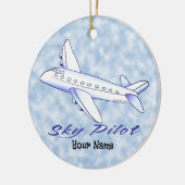 Sky Pilot Blauwe Vliegtuig Keramisch Ornament (Links)