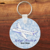 Sky Pilot Blue-vliegtuig Sleutelhanger (Voorkant)