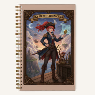 Sky Pirate Chronicles Anime Meisje Luchtvaartjourn Notitieboek