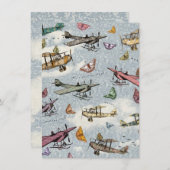 Sky Planes&Butterflies Verjaardagsuitnodiging Kaart (Voorkant / Achterkant)