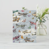 Sky Planes&Butterflies Verjaardagsuitnodiging Kaart (Staand voorkant)