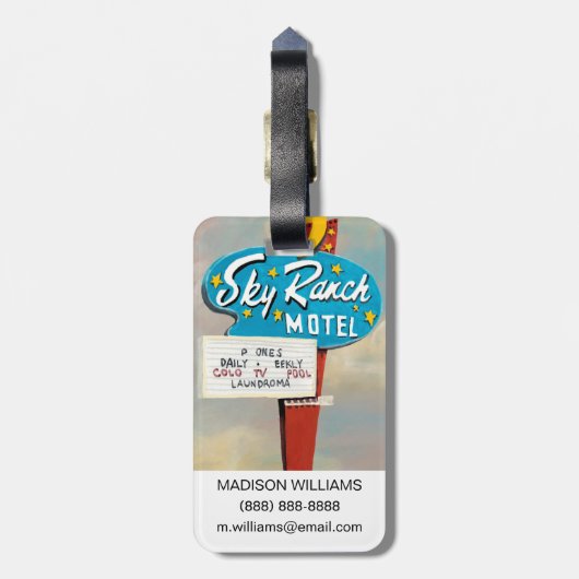 Sky Ranch Motel Sign Bagagelabel (Achterkant verticaal)