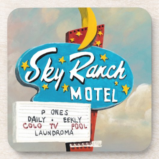 Sky Ranch Motel Sign Bier Onderzetter (Voorkant)