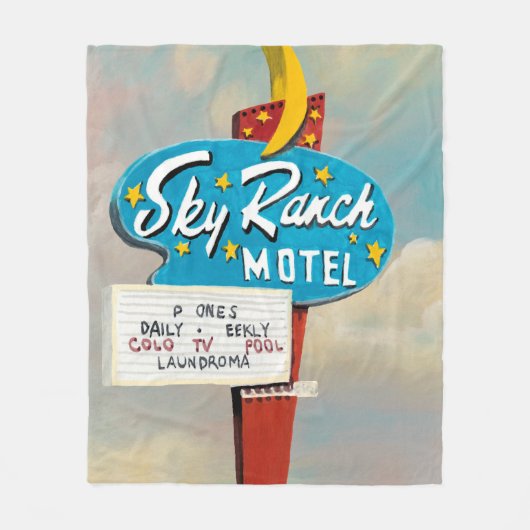 Sky Ranch Motel Sign Fleece Deken (Voorkant)