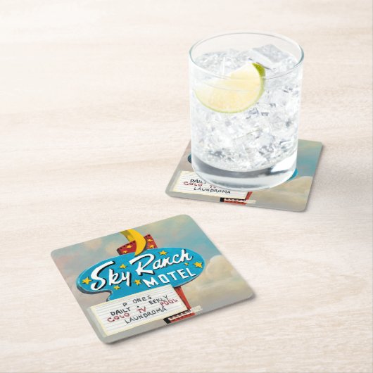 Sky Ranch Motel Sign Kartonnen Onderzetters (Insitu)