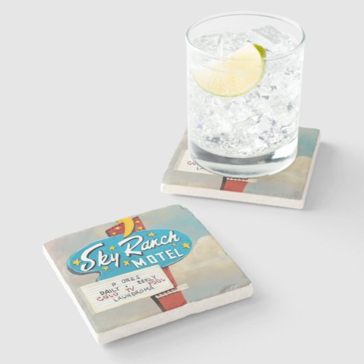 Sky Ranch Motel Sign Stenen Onderzetter (Zijkant)