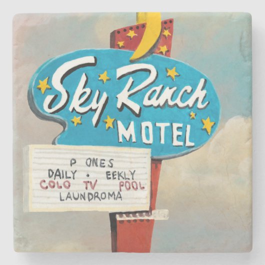 Sky Ranch Motel Sign Stenen Onderzetter (Voorkant)