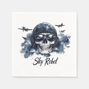 Sky Rebel Skull met pilotenhelm en zonnebril Servet