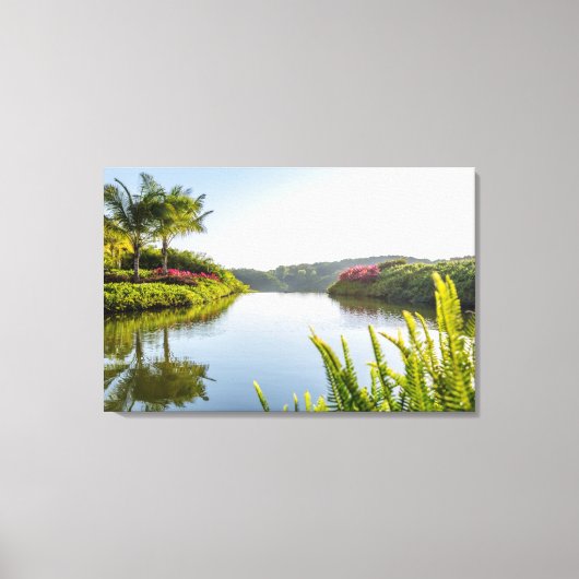 Sky reflectie in nog tropisch meer canvas afdruk (Voorkant)