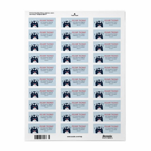 Sky | Retouradres van klein monster Etiket (Full Sheet)