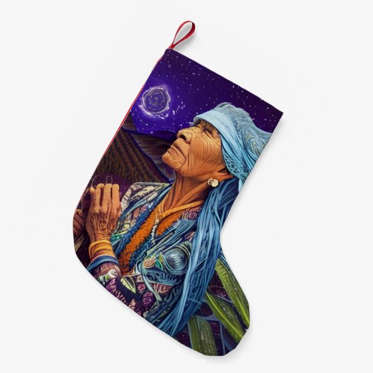 Sky Road Walker Native American Fantasy Art Kleine Kerstsok (Voorkant (Hangend))