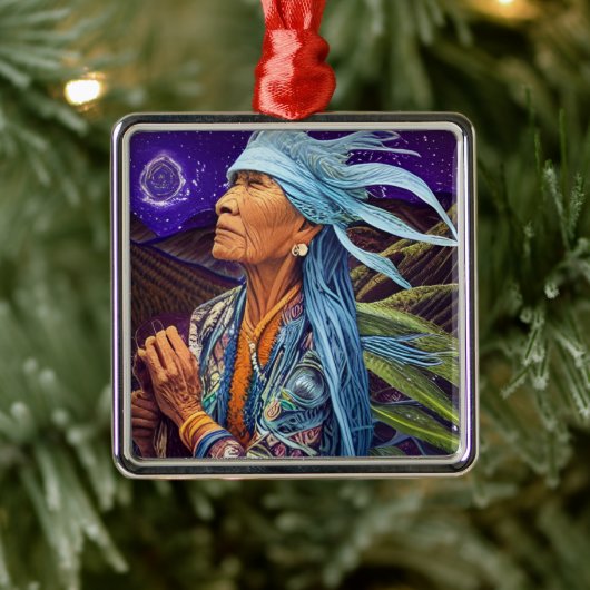 Sky Road Walker Native American Fantasy Art Metalen Ornament (Boom)
