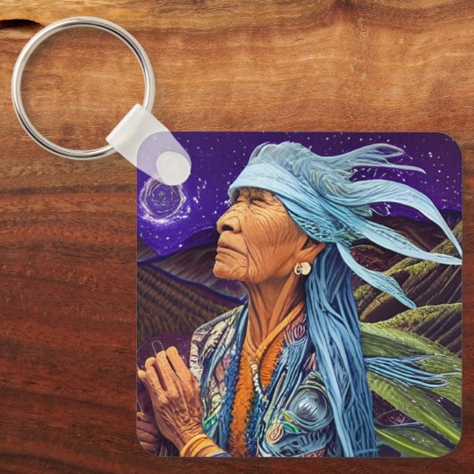 Sky Road Walker Native American Fantasy Art Sleutelhanger (Voorkant)