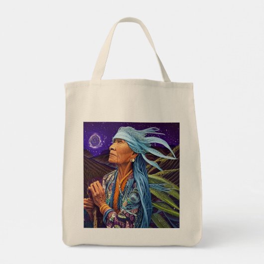 Sky Road Walker Native American Fantasy Art Tote Bag (Achterkant)
