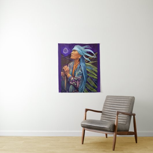 Sky Road Walker Native American Fantasy Art Wandkleed (In situ)