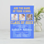 Sky Royal Blue en Gold Athlete's Afstuderen Kaart (Staand voorkant)